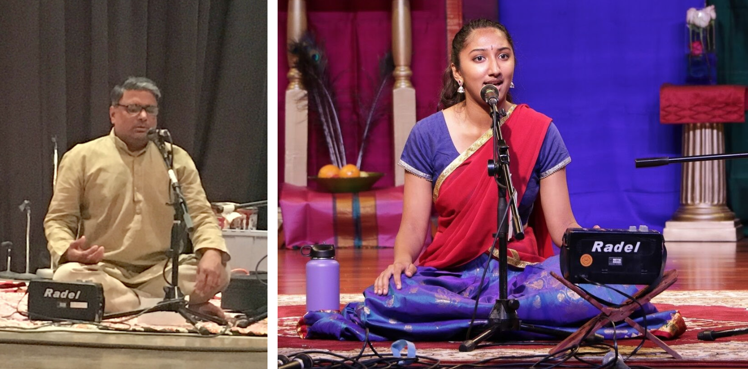 Master Carnatic musician Hari Asuri (L) and his apprentice Brinda Asuri (R). Photos courtesy of the artists.